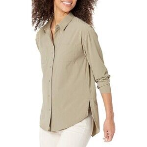 Nic + Zoe Womans Tech Stretch Shirt Blouse Snap Button Top Size Large Green $178